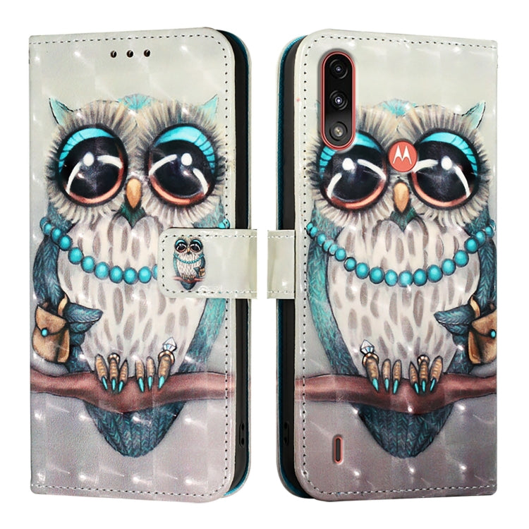 For Motorola Moto E7 Power 3D Painting Horizontal Flip Leather Phone Case