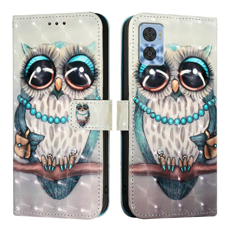 For Motorola Moto E22 / Moto E22i 3D Painting Horizontal Flip Leather Phone Case