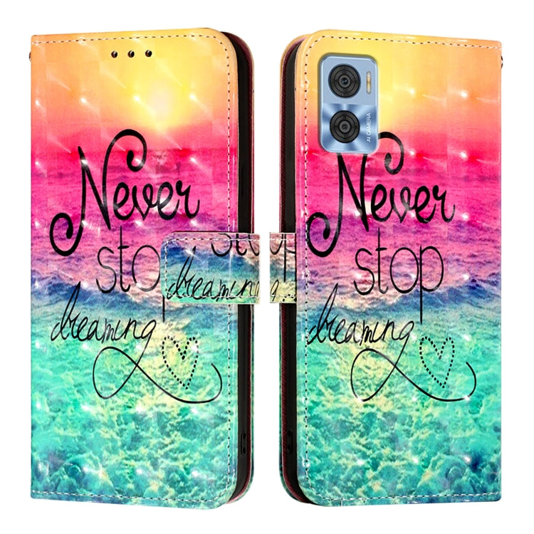 For Motorola Moto E22 / Moto E22i 3D Painting Horizontal Flip Leather Phone Case