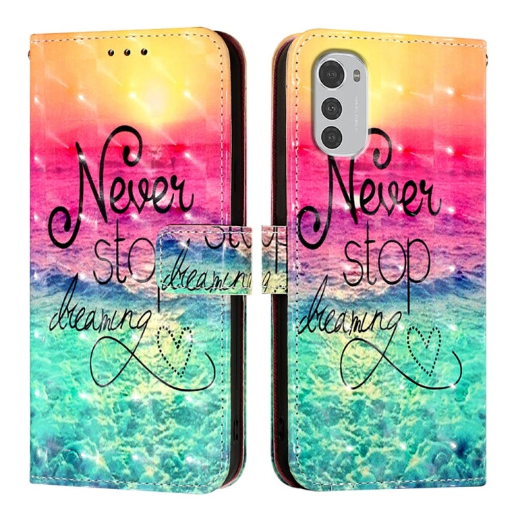 For Motorola Moto E32 Global 3D Painting Horizontal Flip Leather Phone Case