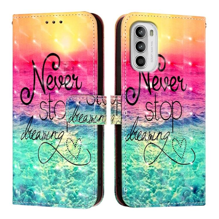For Motorola Moto G52 / Moto G82 / Moto G71s 3D Painting Horizontal Flip Leather Phone Case