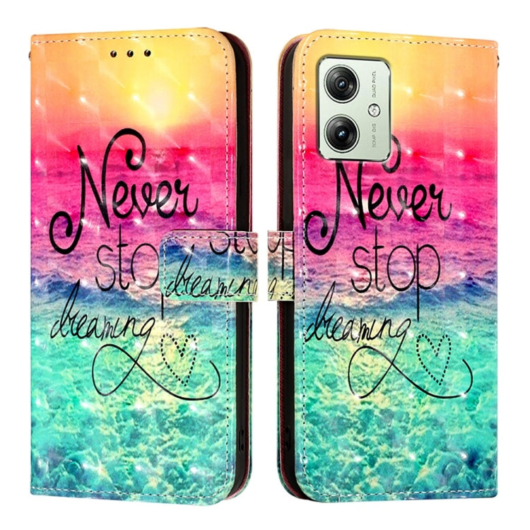 For Motorola Moto G54 India / Moto G54 Power 3D Painting Horizontal Flip Leather Phone Case