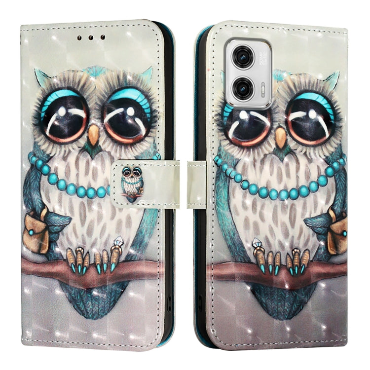 For Motorola Moto G73 3D Painting Horizontal Flip Leather Phone Case