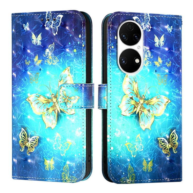 For Huawei P50 Pro 3D Painting Horizontal Flip Leather Phone Case