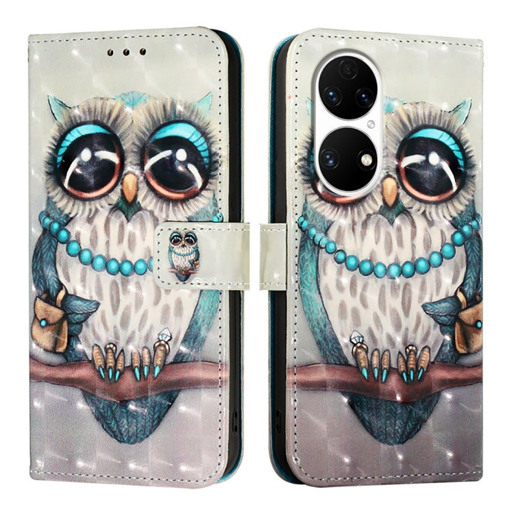 For Huawei P50 Pro 3D Painting Horizontal Flip Leather Phone Case