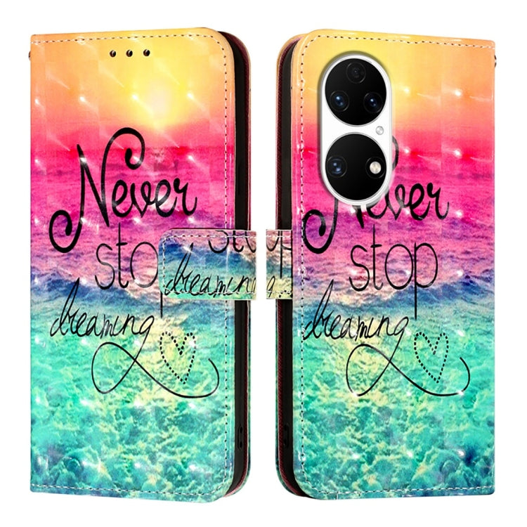For Huawei P50 Pro 3D Painting Horizontal Flip Leather Phone Case