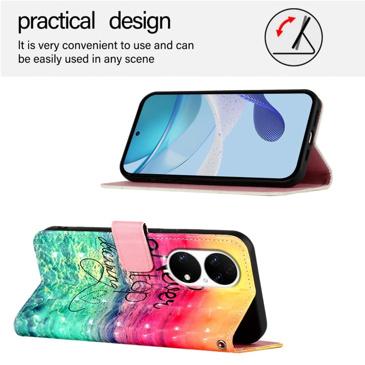 For Huawei P50 Pro 3D Painting Horizontal Flip Leather Phone Case
