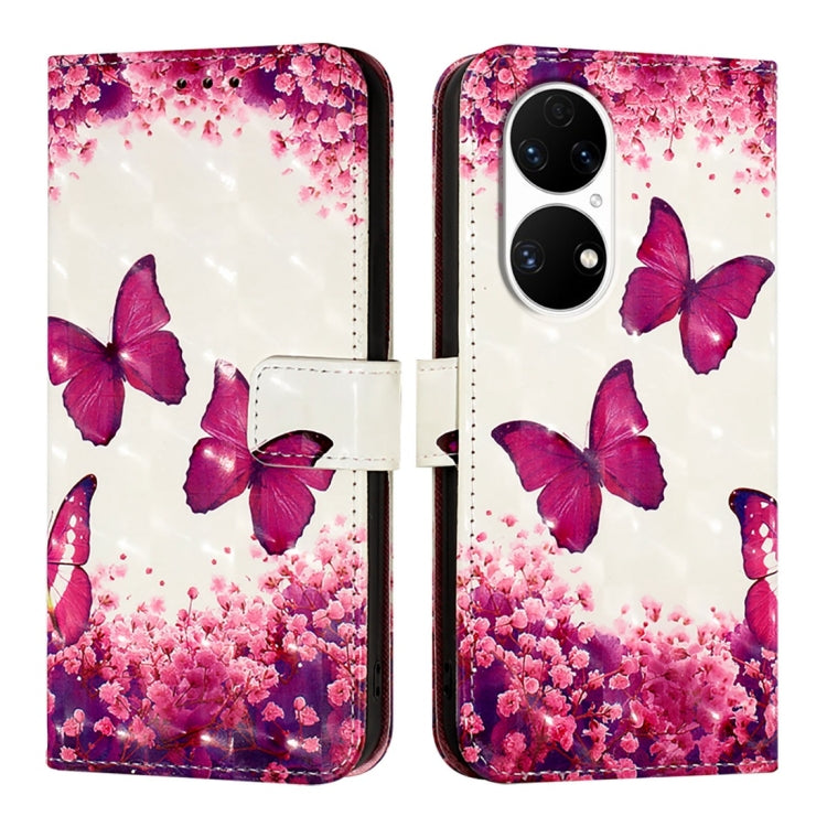 For Huawei P50 Pro 3D Painting Horizontal Flip Leather Phone Case