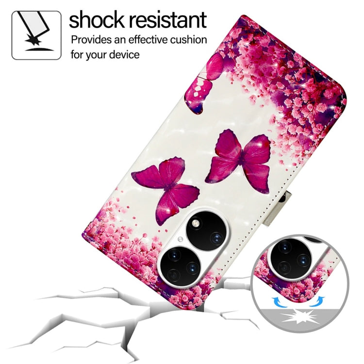 For Huawei P50 Pro 3D Painting Horizontal Flip Leather Phone Case