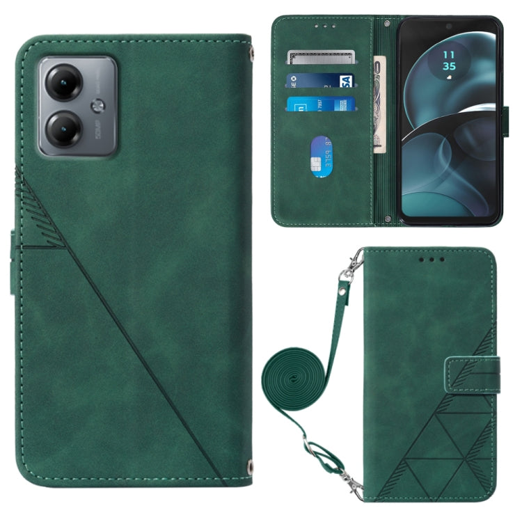 For Motorola Moto G14 Crossbody 3D Embossed Flip Leather Phone Case