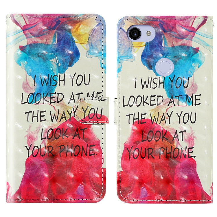 For Google Pixel 3a 3D Painting Colored Drawing Pattern Horizontal Flip TPU + PU Leather Case with Holder & Card Slots & Wallet & Lanyard