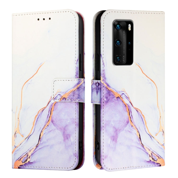 For Huawei P40 Pro PT003 Marble Pattern Flip Leather Phone Case