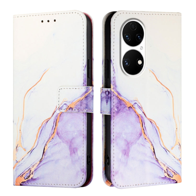 For Huawei P50 PT003 Marble Pattern Flip Leather Phone Case