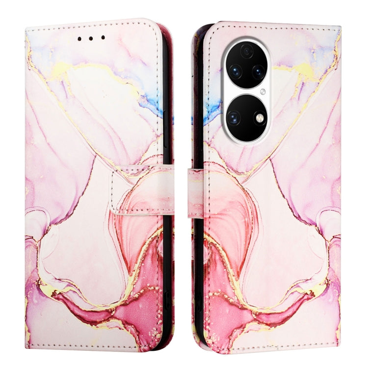 For Huawei P50 PT003 Marble Pattern Flip Leather Phone Case