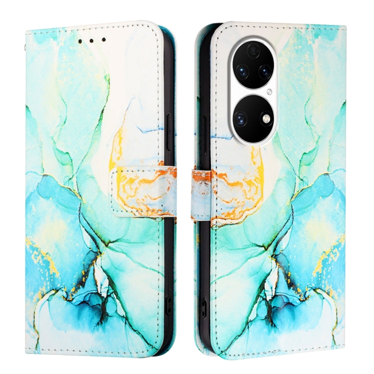 For Huawei P50 PT003 Marble Pattern Flip Leather Phone Case
