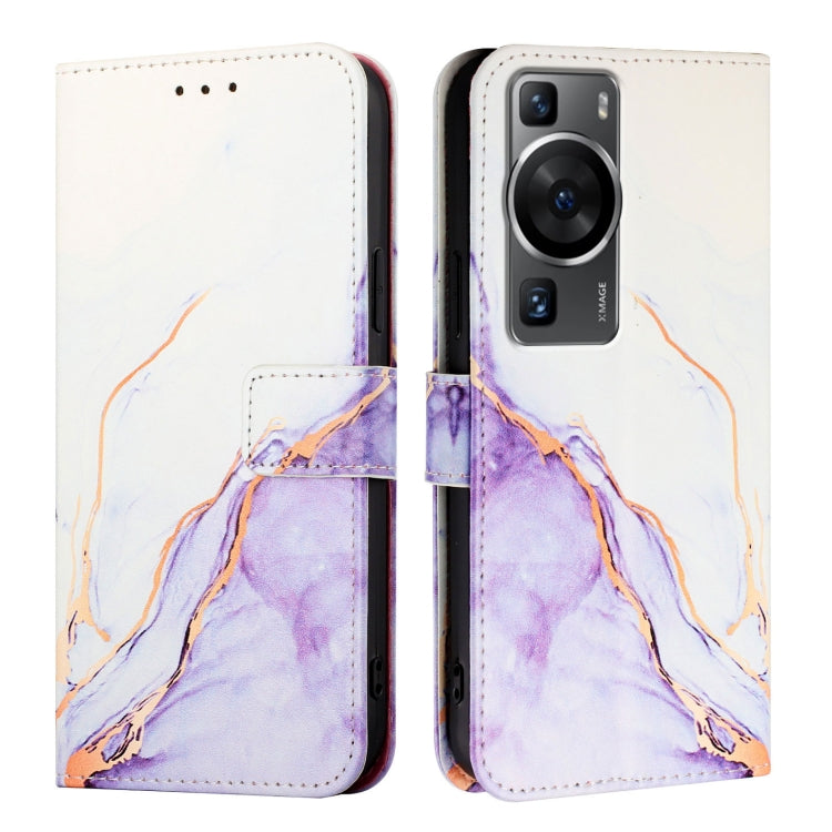 For Huawei P60 / P60 Pro PT003 Marble Pattern Flip Leather Phone Case