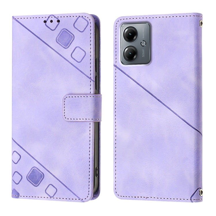 For Motorola Moto G14 Skin-feel Embossed Leather Phone Case