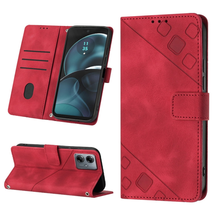 For Motorola Moto G14 Skin-feel Embossed Leather Phone Case