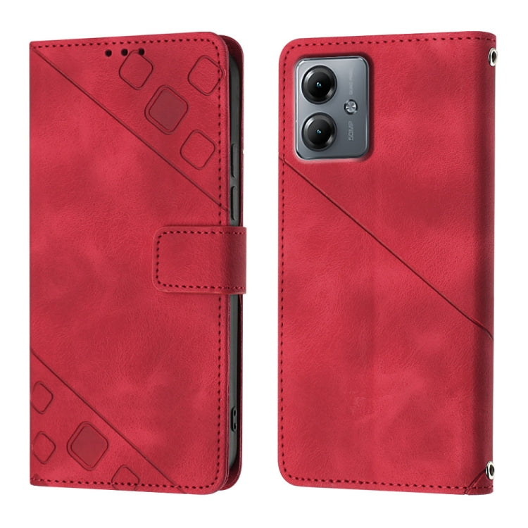 For Motorola Moto G14 Skin-feel Embossed Leather Phone Case