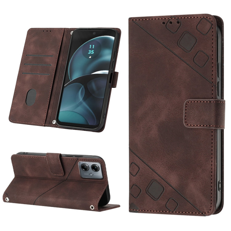 For Motorola Moto G14 Skin-feel Embossed Leather Phone Case
