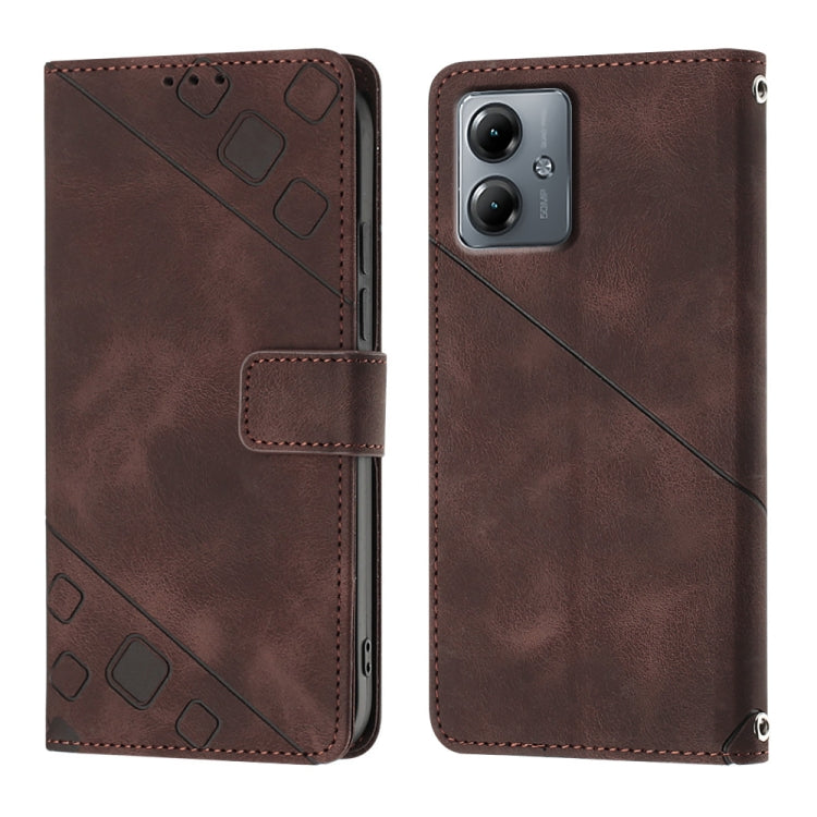 For Motorola Moto G14 Skin-feel Embossed Leather Phone Case