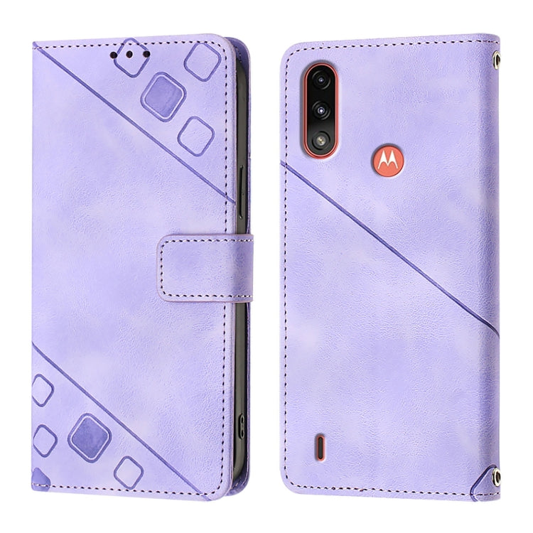 For Motorola Moto E7 Power Skin Feel Embossed Leather Phone Case