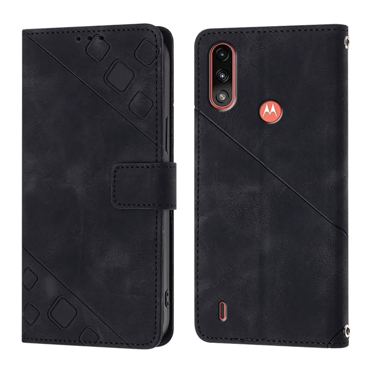 For Motorola Moto E7 Power Skin Feel Embossed Leather Phone Case