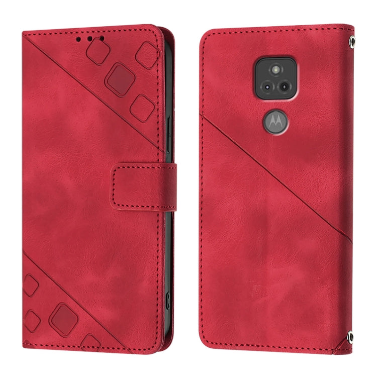 For Motorola Moto G Play 2021 Skin Feel Embossed Leather Phone Case