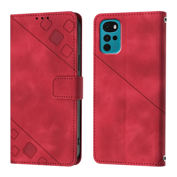 For Motorola Moto G22 / E22s / E32 India Skin Feel Embossed Leather Phone Case