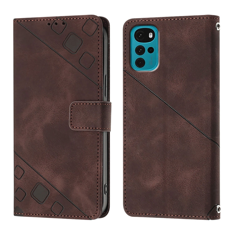 For Motorola Moto G22 / E22s / E32 India Skin Feel Embossed Leather Phone Case