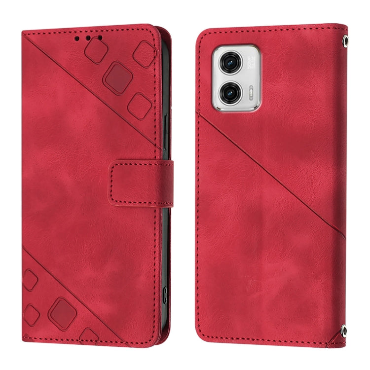 For Motorola Moto G73 Skin Feel Embossed Leather Phone Case