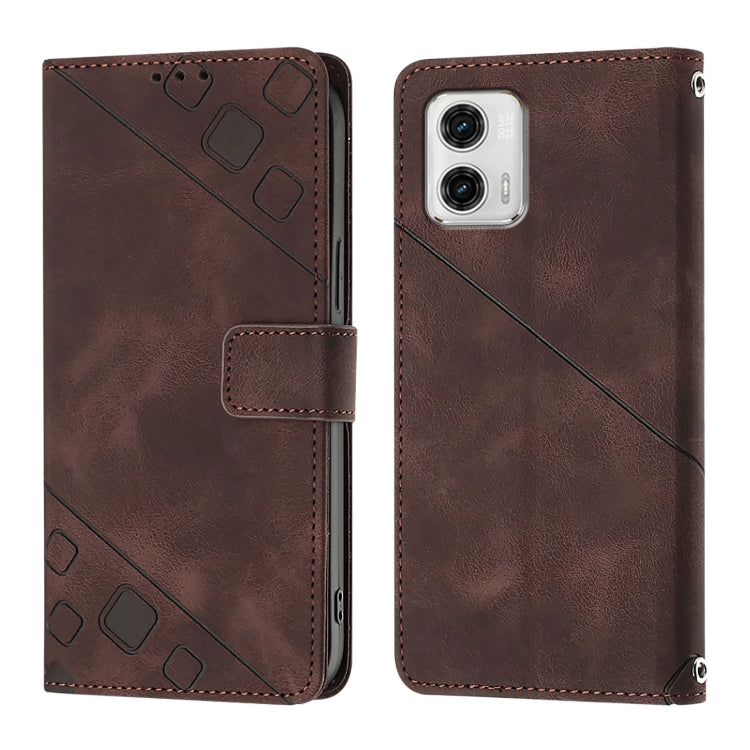 For Motorola Moto G73 Skin Feel Embossed Leather Phone Case