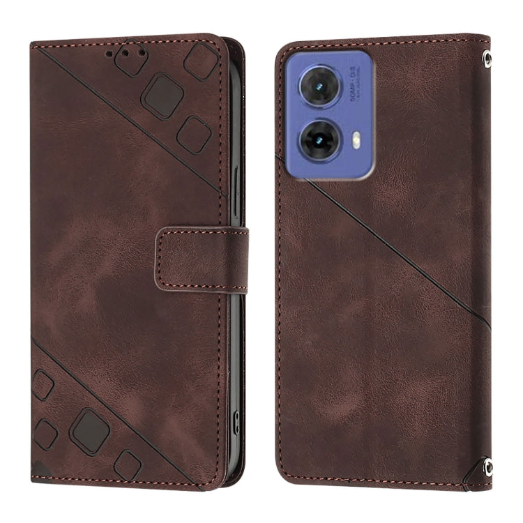 For Motorola Moto G85 Skin Feel Embossed Leather Phone Case