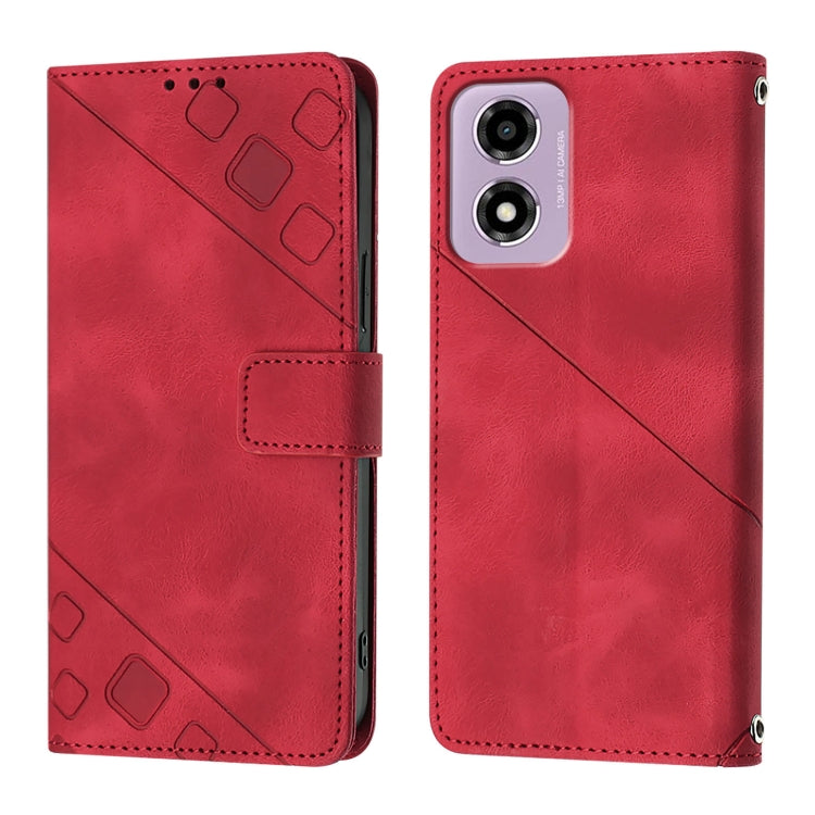 For Motorola Moto E14 Skin Feel Embossed Leather Phone Case
