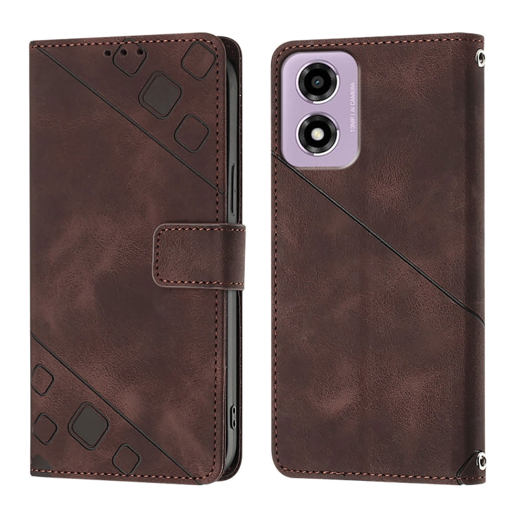 For Motorola Moto E14 Skin Feel Embossed Leather Phone Case