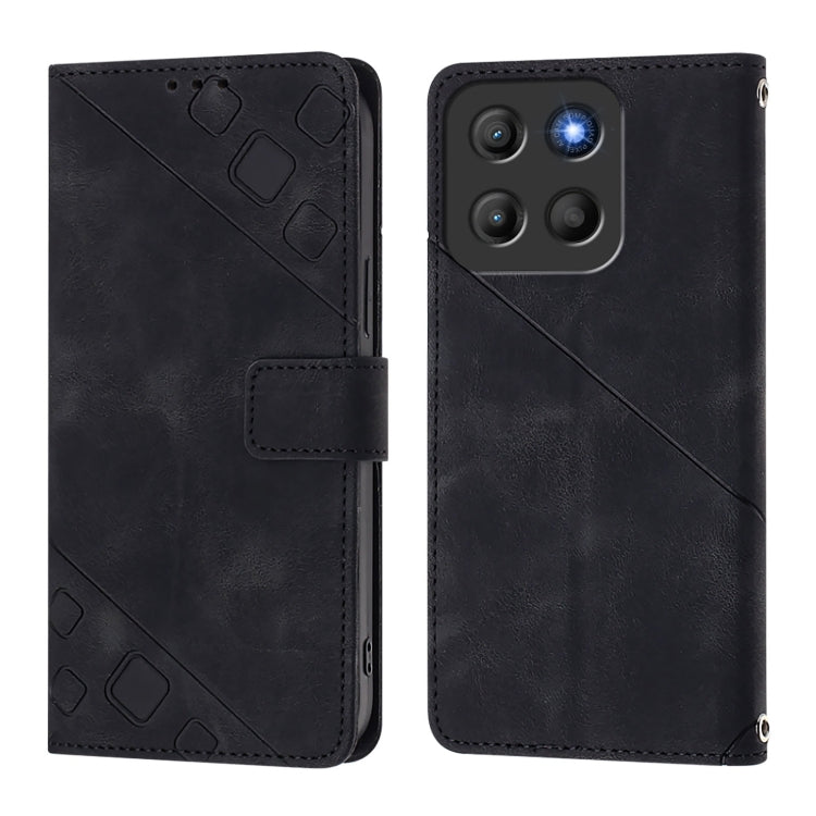 For Motorola Moto G15 Skin Feel Embossed Leather Phone Case