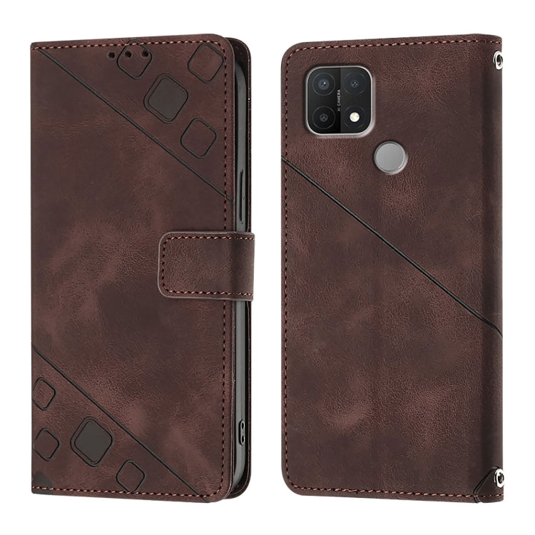 For OPPO A15 / A15s / A35 2021 Skin-feel Embossed Leather Phone Case