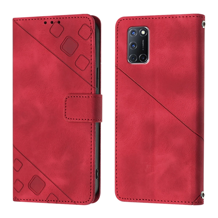For OPPO A72 / A52 / A92 4G Skin-feel Embossed Leather Phone Case