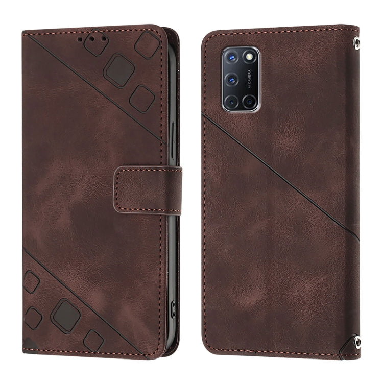For OPPO A72 / A52 / A92 4G Skin-feel Embossed Leather Phone Case