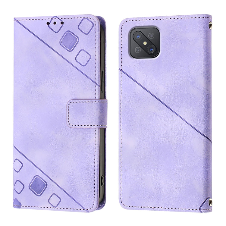 For OPPO A92s Skin-feel Embossed Leather Phone Case