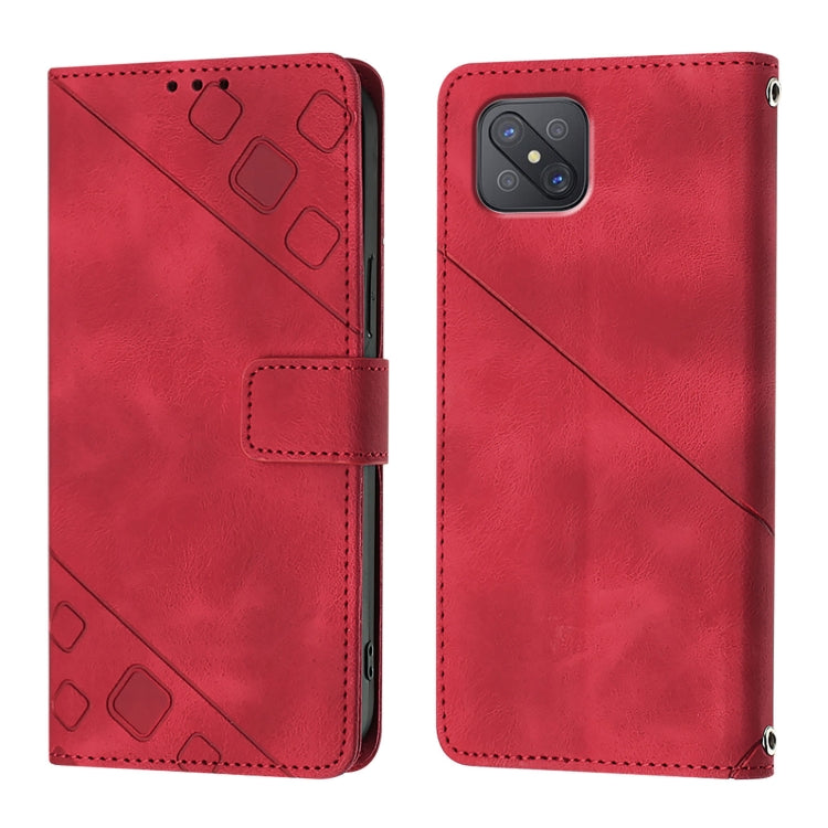 For OPPO A92s Skin-feel Embossed Leather Phone Case