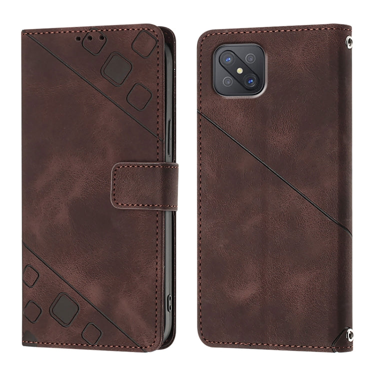 For OPPO A92s Skin-feel Embossed Leather Phone Case