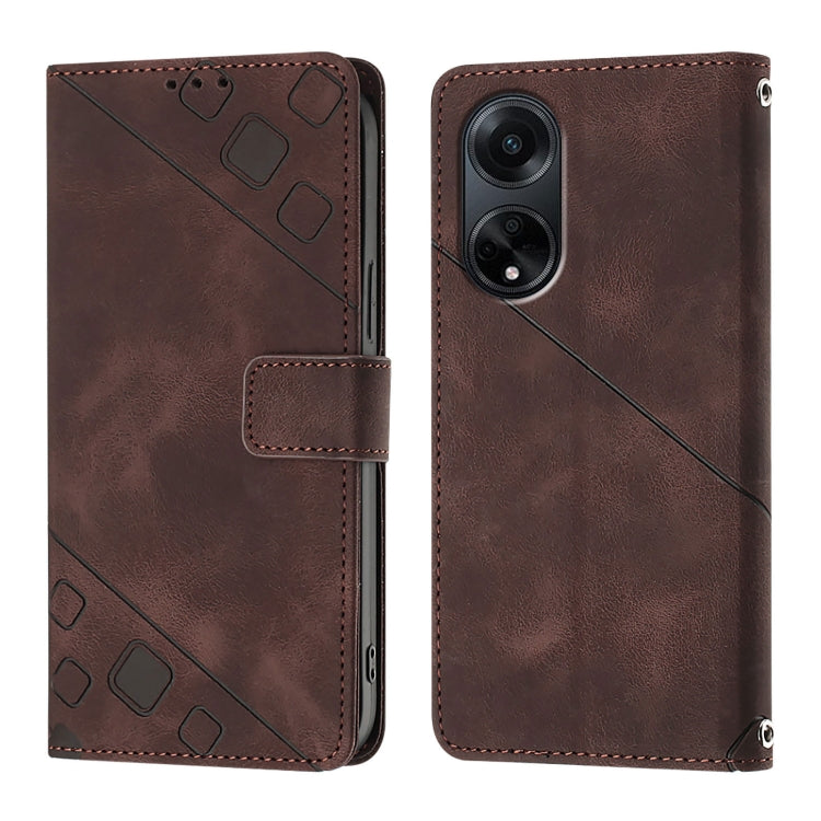For OPPO A98 5G / F23 5G India Skin-feel Embossed Leather Phone Case