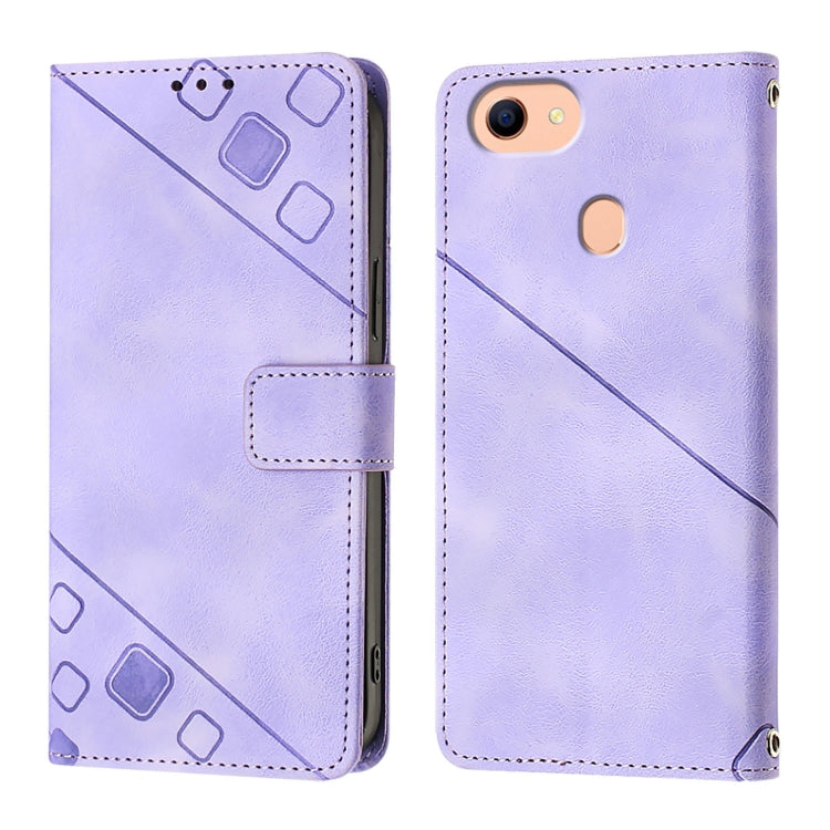 For OPPO F17 / A73 2020 4G Global Skin-feel Embossed Leather Phone Case