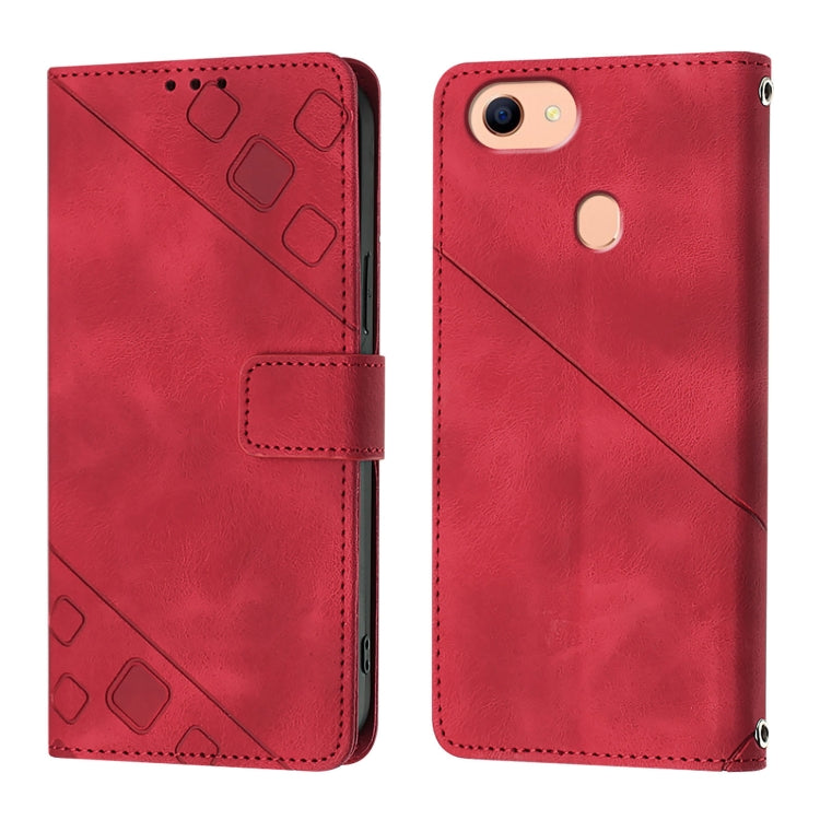 For OPPO F17 / A73 2020 4G Global Skin-feel Embossed Leather Phone Case