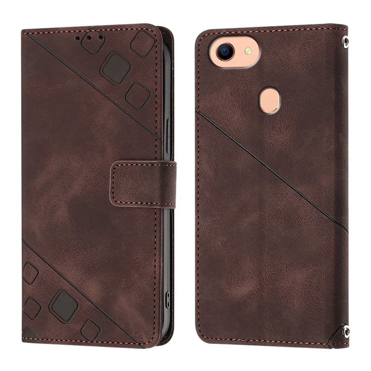 For OPPO F17 / A73 2020 4G Global Skin-feel Embossed Leather Phone Case