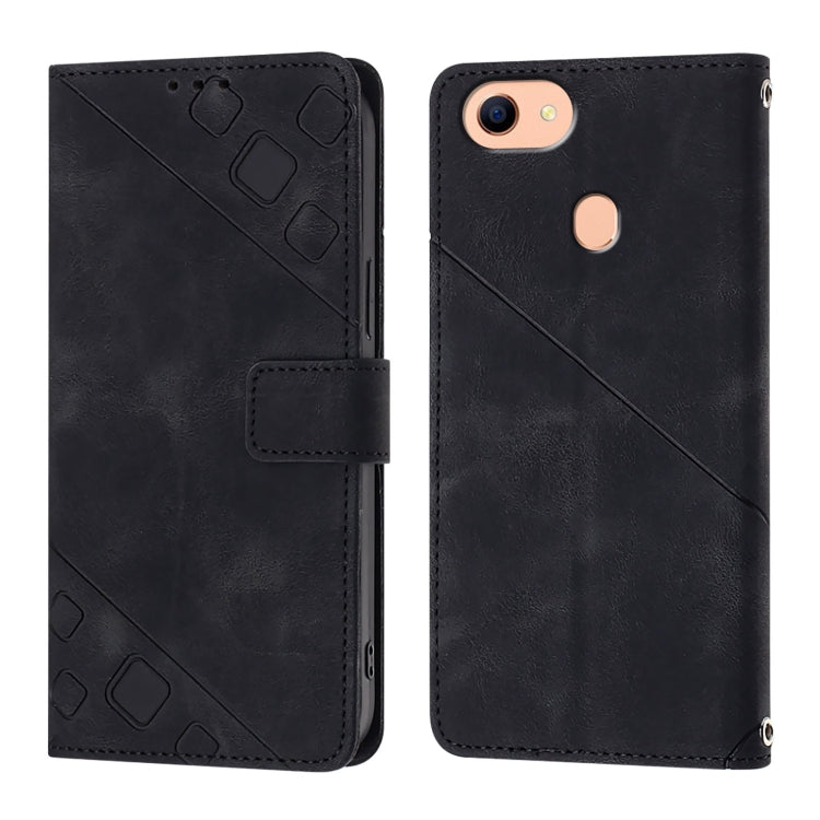 For OPPO F17 / A73 2020 4G Global Skin-feel Embossed Leather Phone Case