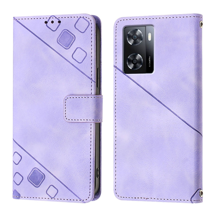 For OPPO A57 4G / A77 4G Global Skin-feel Embossed Leather Phone Case
