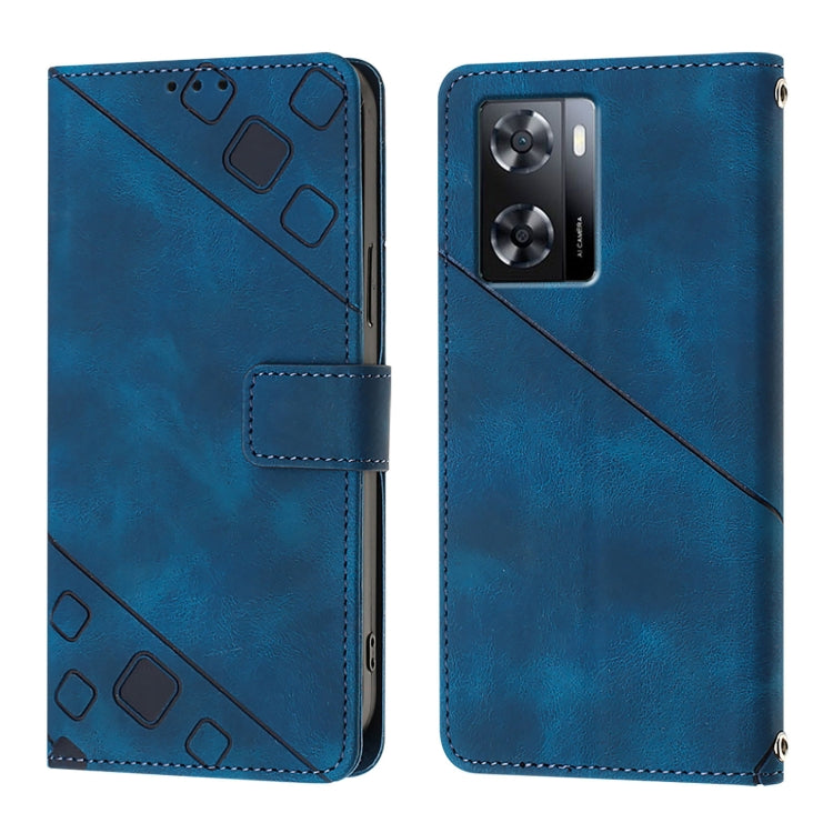 For OPPO A57 4G / A77 4G Global Skin-feel Embossed Leather Phone Case