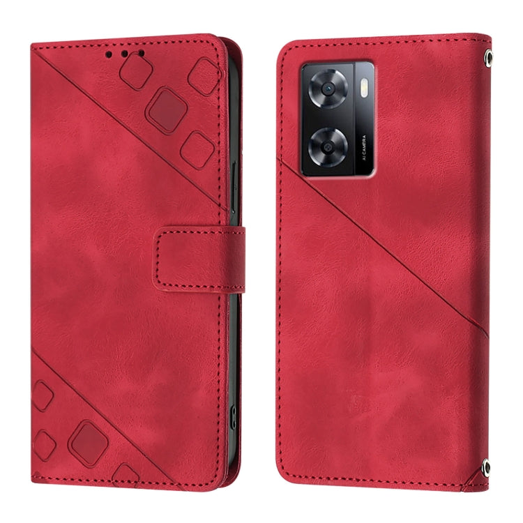 For OPPO A57 4G / A77 4G Global Skin-feel Embossed Leather Phone Case